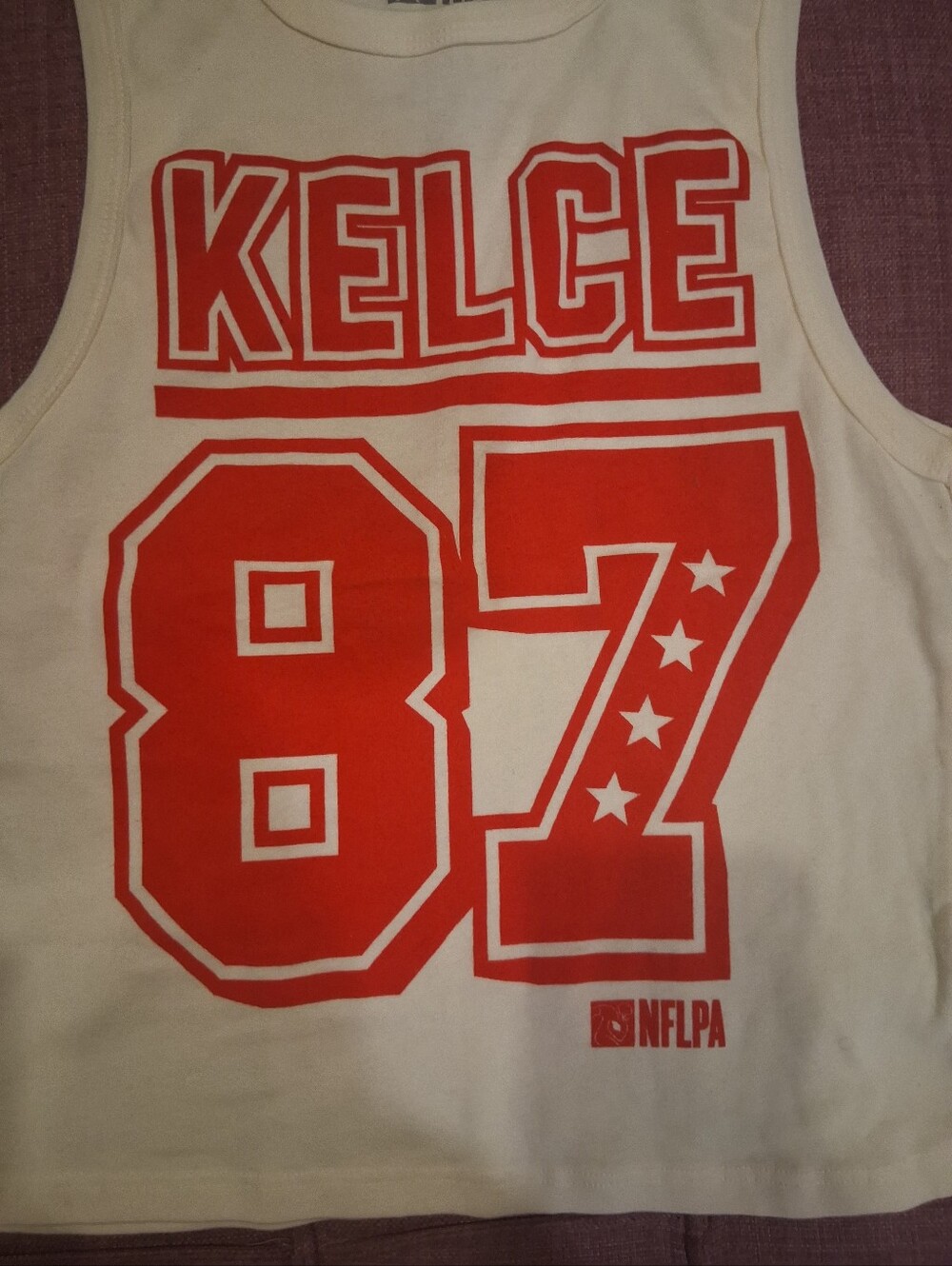 Kelce 87 Graphic Tank Top in Red and White